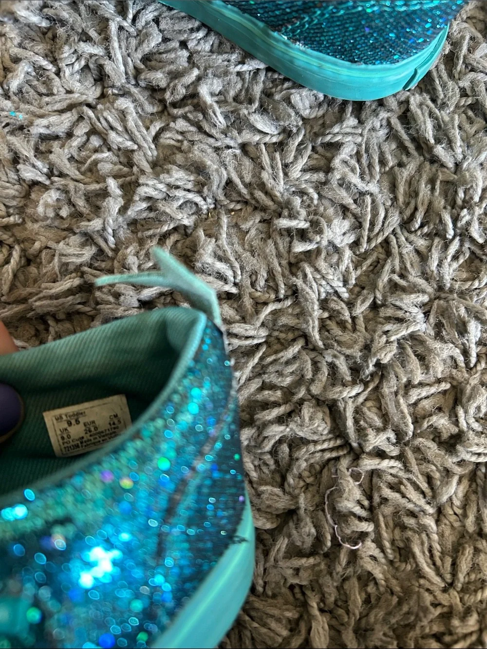 Vans Toddler Asher V  'Mermaid Teal Blue Shimmer w/Tale Size 9.5